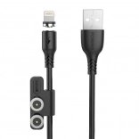 Magnetische oplaadkabel 3-in-1 FONENG X62, USB naar USB‑C / Lightning / Micro USB, 2,4 A, 1 m, zwart