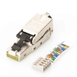 Modulaire RJ45-connector DIGITUS cat. 6A, PoE+, 10GbE, STP, afgeschermd, metalen, gereedschapsloos