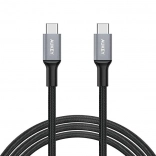 AUKEY USB‑C naar USB‑C kabel 2 m, 60 W, snel opladen, gevlochten nylon, zwart