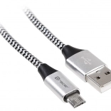 USB-kabel 2.0 AM‑micro 1 m zwart‑zilver