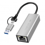 Adapter USB‑A/USB‑C naar 2,5G Ethernet, grijs
