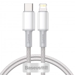 Baseus gevlochten kabel USB‑C naar Lightning 20W PD, 1 m, wit