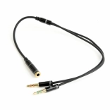 Audio-adapter 4‑pins naar 2× 3,5 mm minijack, 0,2 m