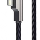 Aukey CB-AL01 Lightning–USB‑A kabel 2 m met 90° hoek, MFi, zwarte nylon