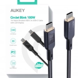 USB‑C-kabel Aukey met LED-display en gevlochten oppervlak