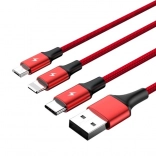 Universele 3-in-1 oplaadkabel USB met USB‑C-, micro‑USB- en Lightning‑connectoren, 1,2 m