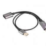 HDMI-adapter (mannelijk) naar DisplayPort (vrouwelijk) 4K aan kabel van 20 cm, zilverkleurig