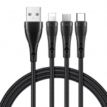 Oplaadkabel 3‑in‑1 USB naar USB‑C / Lightning / Micro USB 1,2 m zwart Mcdodo
