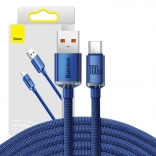 Baseus Crystal Shine kabel USB-A naar USB-C 100 W 2 m blauw