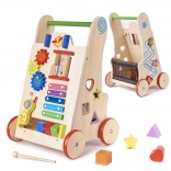 Houten loopwagen en educatieve kubus 6-in-1