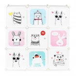 modulaire kinderkast met 9 deurtjes met dierenmotieven modernhome