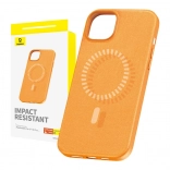 Magnetische hoes BASEUS Fauxther voor iPhone 15 Plus (oranje)