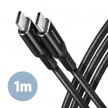 USB-C naar USB-C kabel 1 m, Power Delivery 60W, 3A, zwart