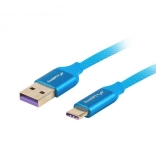 Premium USB‑C naar USB‑A 2.0 kabel 1 m blauw 5 A van massief koper