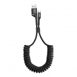 Baseus spiraalvormige USB‑C-kabel 1 m, snel opladen 2 A, zwart