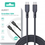 Zwarte USB‑C naar USB‑C kabel 1,8 m met 100W vermogen van Aukey