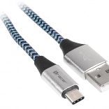 USB 2.0-kabel USB‑A naar USB‑C, 1 m, zwart‑blauw
