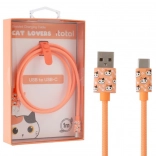 usb‑c oplaadkabel met oranje kat