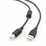 USB 2.0-kabel A–B 4,5 m met ferrietkern, vergulde contacten