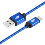Blauwe USB–USB‑C-kabel 1,5 m met gevlochten mantel