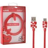 USB‑C oplaadkabel met hartjes met siliconen band