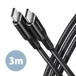 USB-C - USB-C 2.0-kabel, 3 m, PD 60W