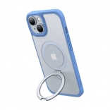 Torras Ostand Matte hoesje met magnetische ring voor iPhone 15 (donkerblauw)