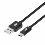 Textielkabel USB-A naar USB-C 1,5 m zwart