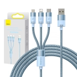 Oplaad- en datakabel 3-in-1 BASEUS StarSpeed, USB‑C / micro USB / Lightning, 3,5 A, 1,2 m, blauw