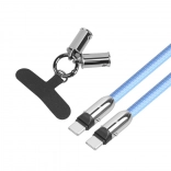 Blauwe USB‑C-kabel 2-in-1 met nekkoord 1 m