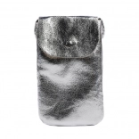 Metallic telefoontasje met schouderriem en achtervak