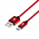 Laad- en datakabel usb‑c 1,5 m – robijnrood, gevlochten