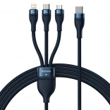 Baseus-snelladerkabel met 3 connectoren: USB-C, Lightning en Micro USB, 100W