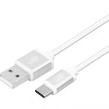 USB-A naar USB-C kabel 2 m, zilverkleurig gevlochten