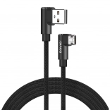 Dubbele USB-A naar Micro-USB kabel 2 m met 90° hoek Savio