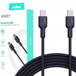 Aukey USB‑C naar USB‑C kabel 1 m met nylonvlecht, 60 W PD, 3 A