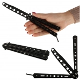 Trainingsvlindermes (balisong) – stompe vouwmes, zwart