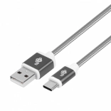 Gevlochten USB–USB‑C-kabel 1,5 m, grijs