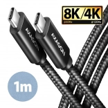 USB-C - USB-C kabel, USB4 Gen 3x2 1 m, PD 100W, 8K HD, ALU, gevlochten zwart
