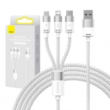 oplaadkabel 3‑in‑1 Baseus StarSpeed, USB‑C + Micro USB + Lightning, 3,5 A, 1,2 m, wit