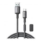 Joyroom USB–USB‑C kabel 1,2 m met magnetische clip, snel opladen 3A, grijs