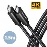 AXAGON BUCM32 USB‑C kabel 3.2 Gen 2x2 20 Gb/s, 4K/60 Hz, PD 100 W, 1,5 m, gevlochten