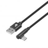 USB- naar USB‑C-kabel 1,5 m met haakse connector, zwart gevlochten