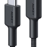 aukey usb‑c naar usb‑c kabel 0,9 m met nylonvlecht, 60 w pd, 3 a, zwart